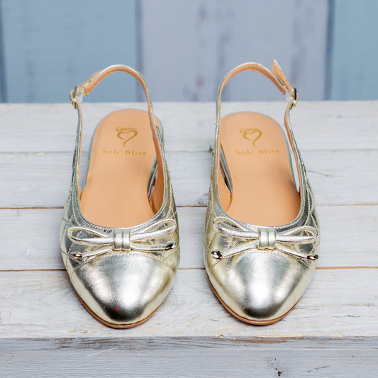 Ritz: Gold Quilted Leather Shoes Sole Bliss