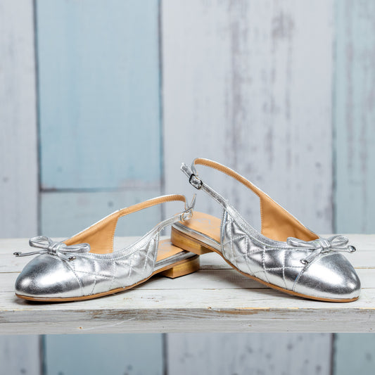 Ritz: Silver Quilted Leather Shoes Sole Bliss