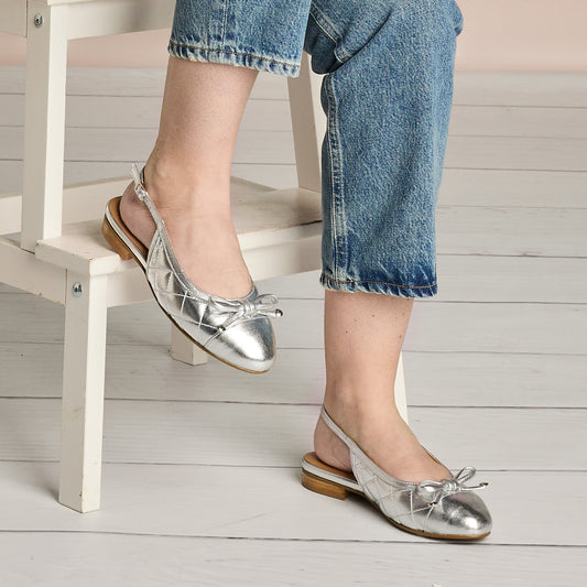 Ritz: Silver Quilted Leather Shoes Sole Bliss