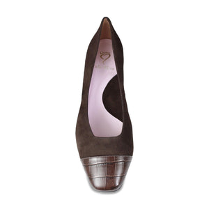 Valencia: Brown Suede & Croc Shoes Sole Bliss