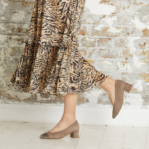 Valencia: Taupe Suede & Snake Shoes Sole Bliss