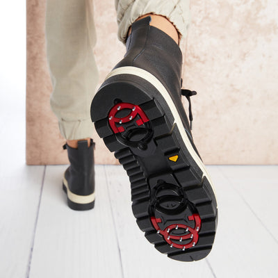 Venture: Black Leather & Shearling Boots Sole Bliss