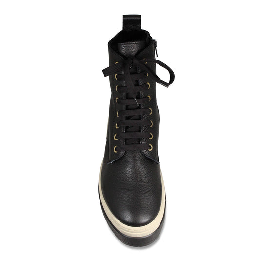 Venture: Black Leather & Shearling Boots Sole Bliss