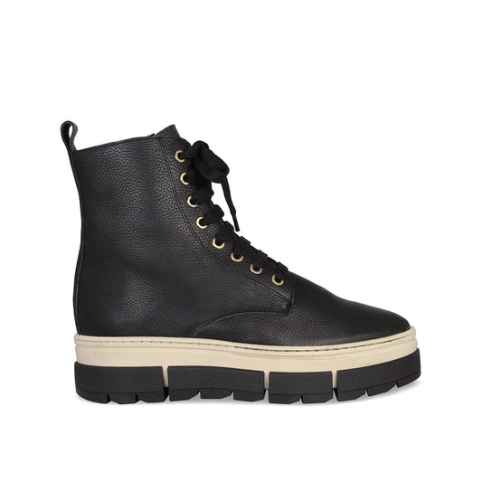 Venture: Black Leather & Shearling Boots Sole Bliss