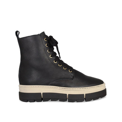 Venture: Black Leather & Shearling Boots Sole Bliss