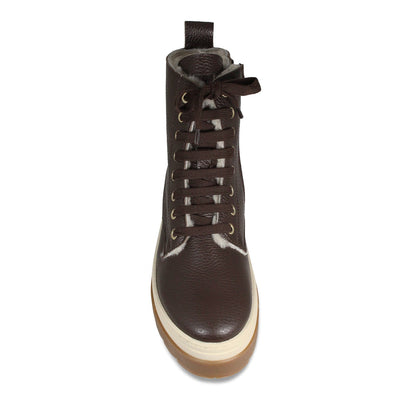 Venture: Chocolate Brown Leather & Shearling Boots Sole Bliss