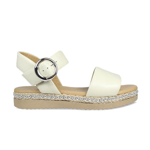 Walker: Cream Leather Shoes Sole Bliss