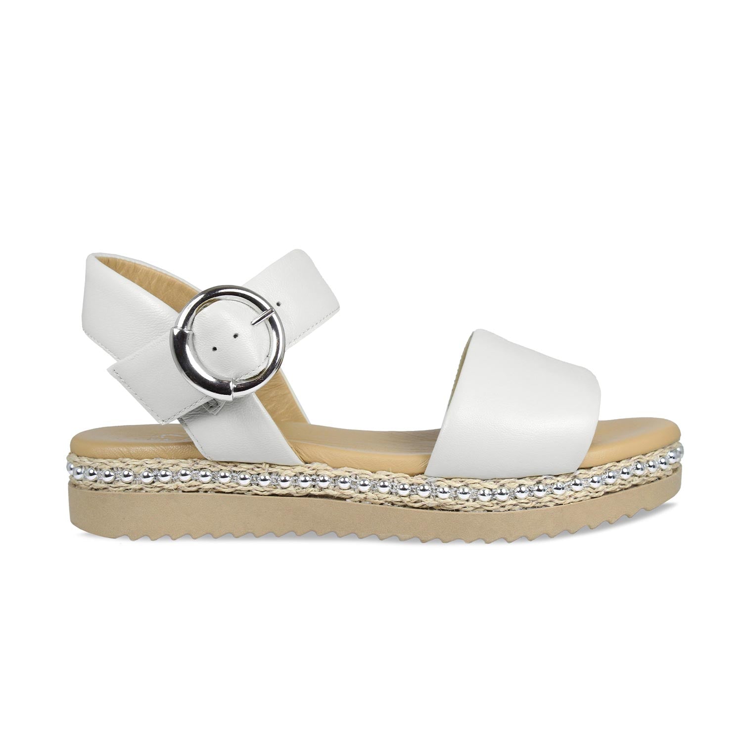 Walker: White Leather White Sandals For Wide Feet Sole Bliss