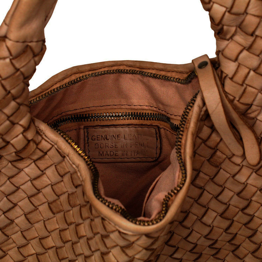 Bronte: Tan Weave Leather Bags Sole Bliss Tan Weave Leather