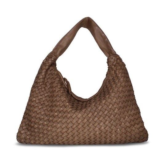 Blythe: Taupe Weave Leather Bags Sole Bliss Taupe Weave Leather