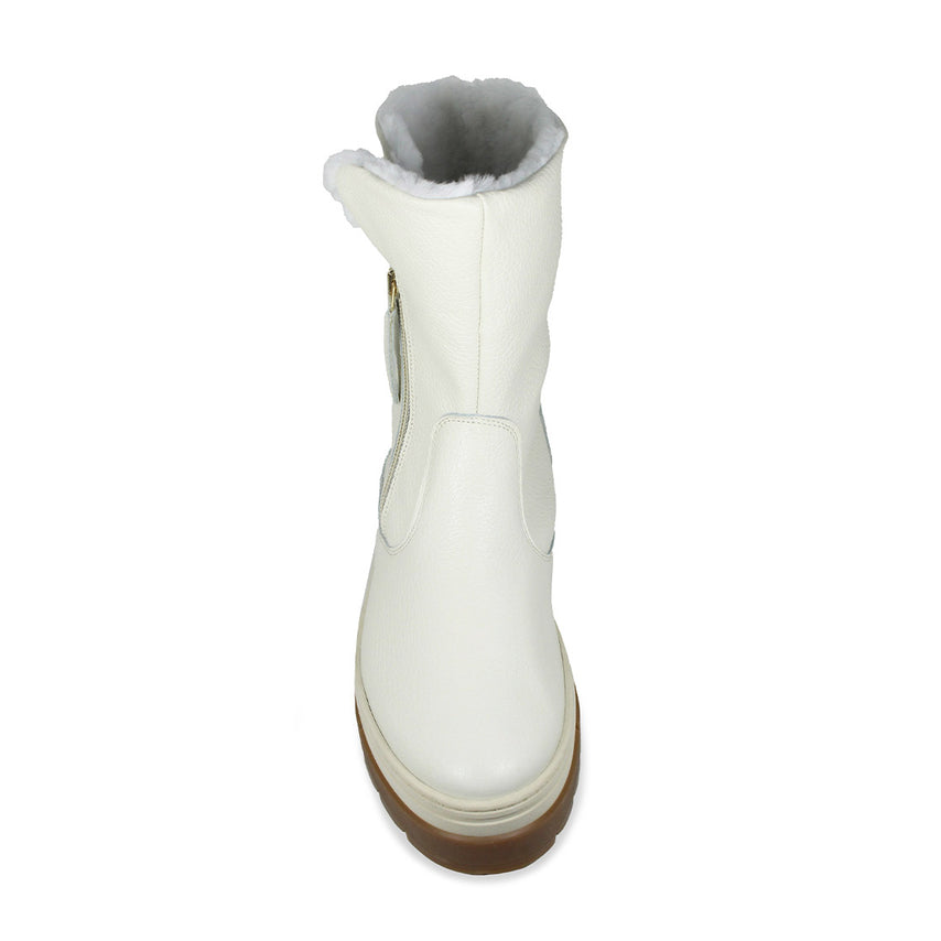 Wonder: Cream Leather & Shearling Boots Sole Bliss