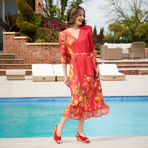 Zena: Coral Red Suede Shoes Sole Bliss