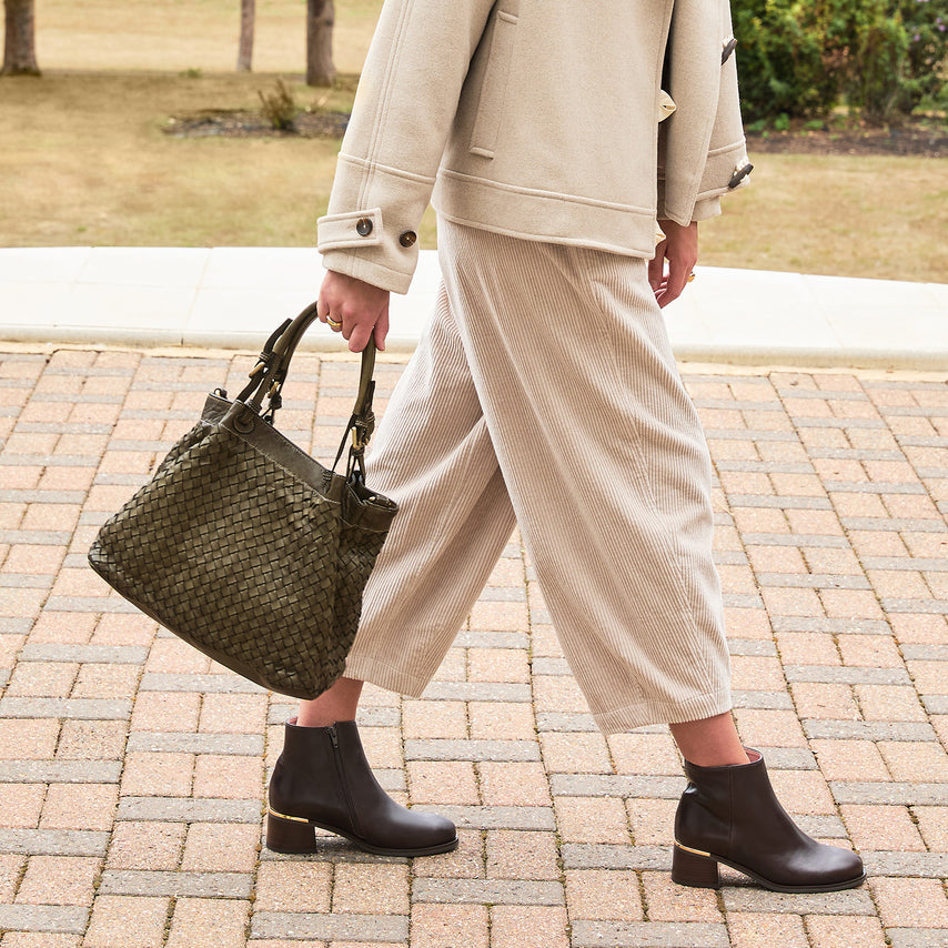 Blaire: Forest Green Weave Leather Bags Sole Bliss Forest Green Weave Leather