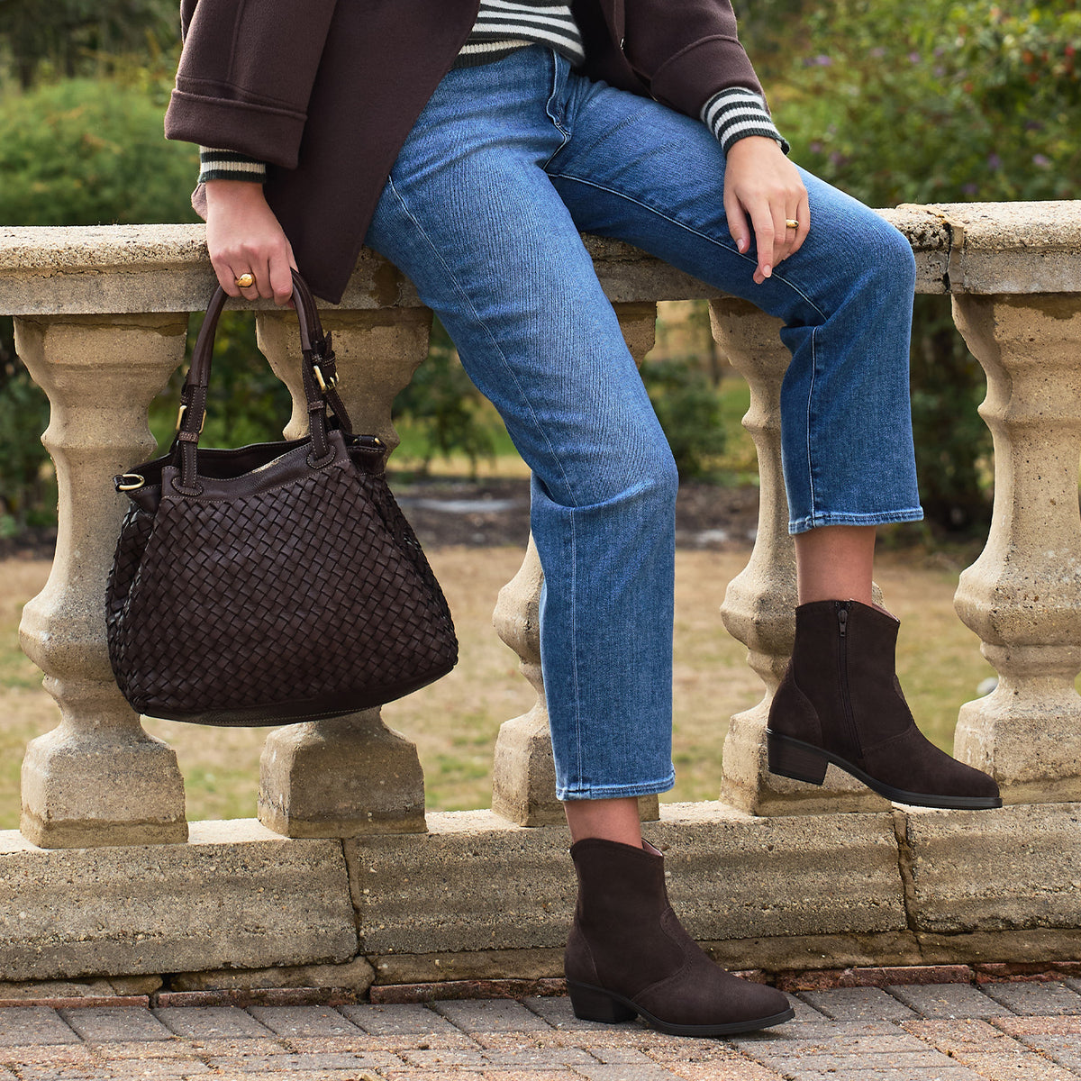 Blaire: Chocolate Brown Weave Leather Bags Sole Bliss Chocolate Weave Leather