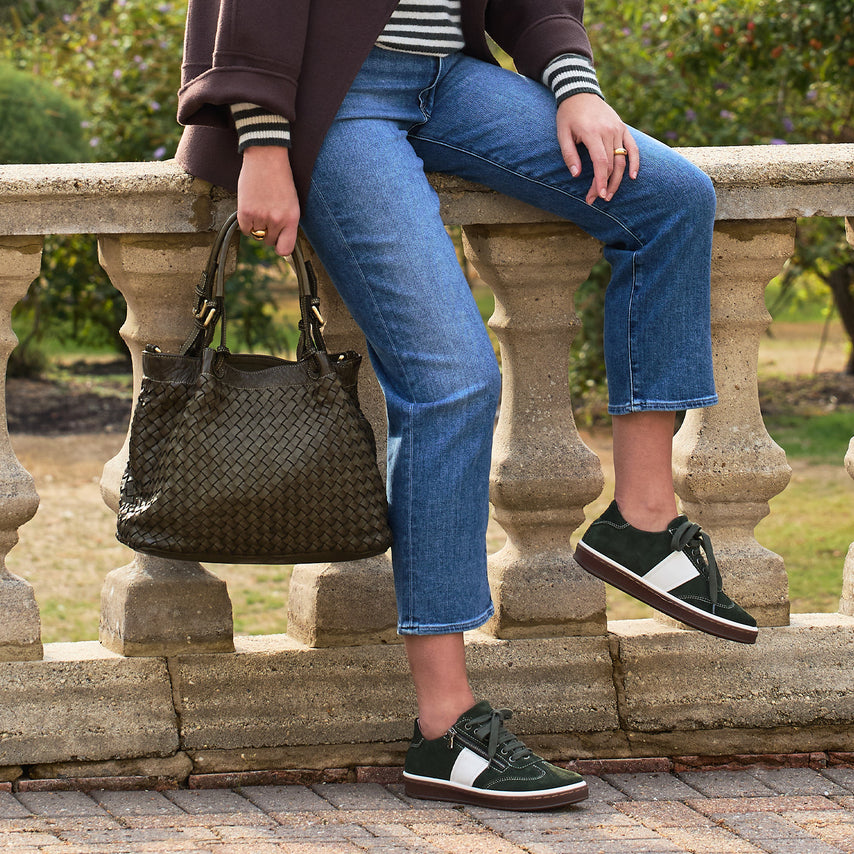 Blaire: Forest Green Weave Leather Bags Sole Bliss Forest Green Weave Leather
