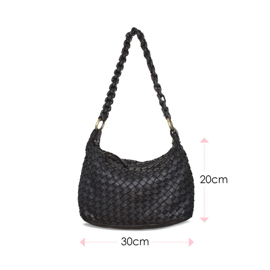 Bethany: Black Weave Leather Bags Sole Bliss Black Weave Leather