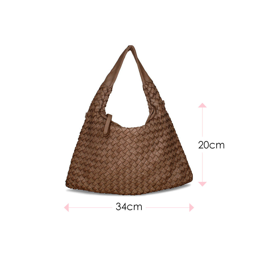 Bronte: Taupe Weave Leather Bags Sole Bliss Taupe Weave Leather