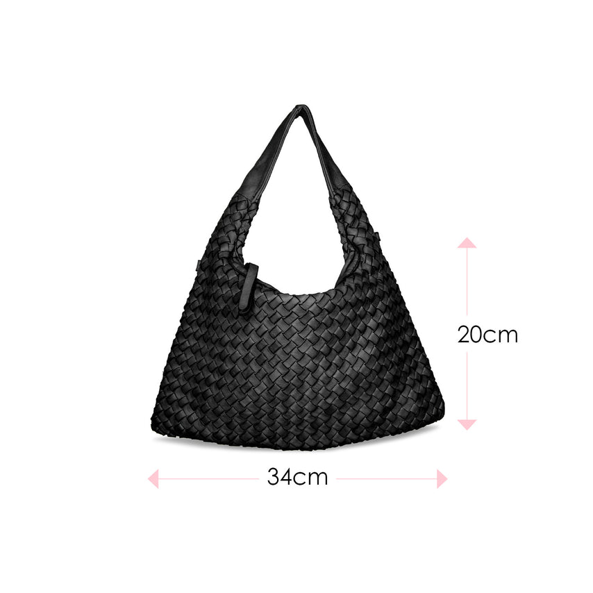 Bronte: Black Weave Leather Bags Sole Bliss Black Weave Leather