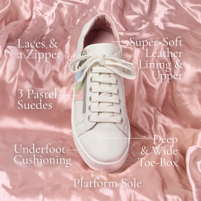 Hero-Stripe: White Leather & Multi Pastel Shoes Sole Bliss