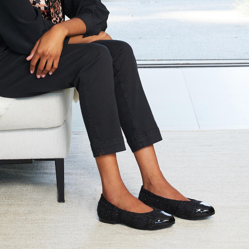 Luna: Black Tweed & Patent Shoes Sole Bliss