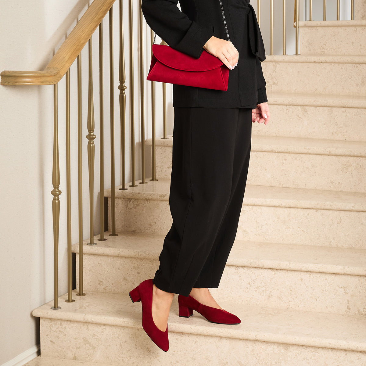 Ingrid: Cherry Red Suede Shoes Sole Bliss