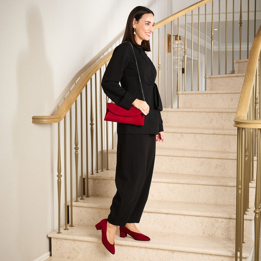 Ingrid: Cherry Red Suede Shoes Sole Bliss