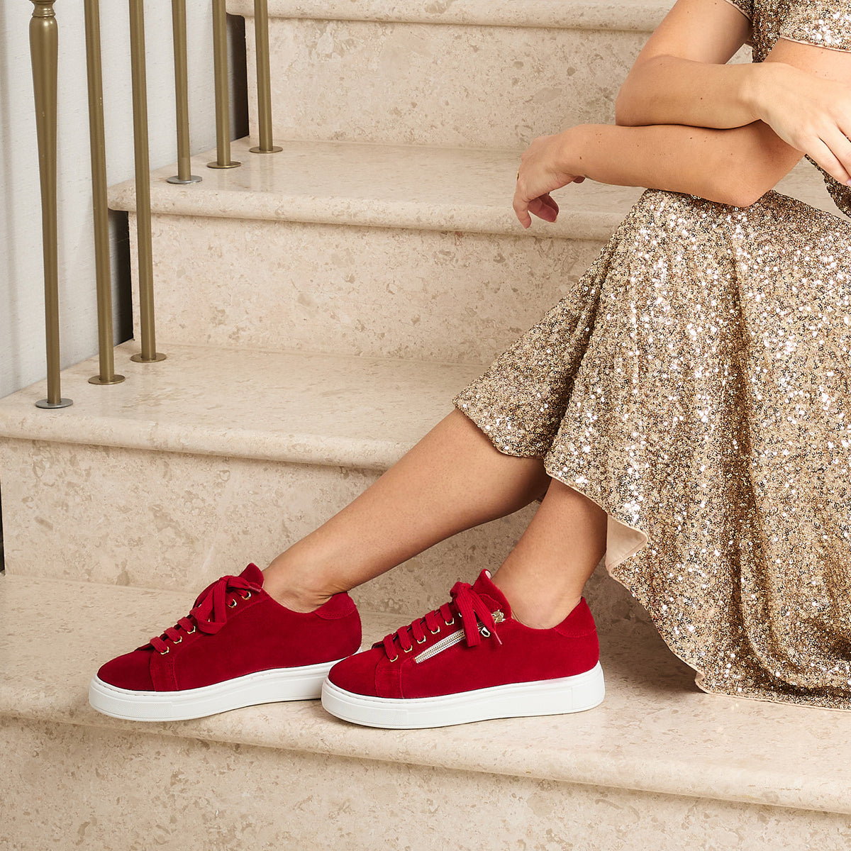 Feather: Red Suede Shoes Sole Bliss