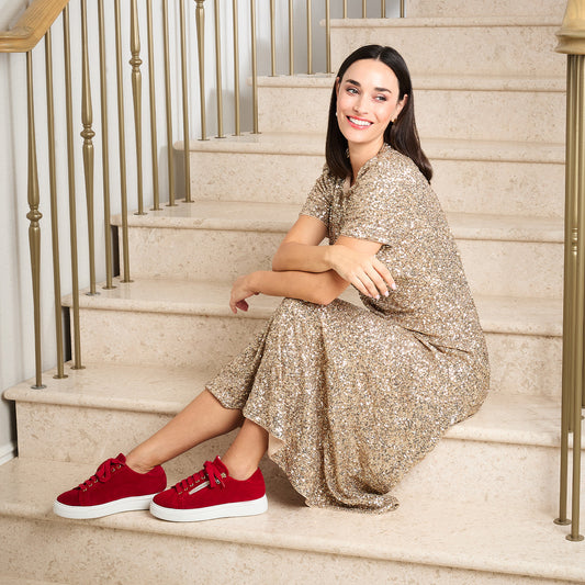 Feather: Red Suede Shoes Sole Bliss