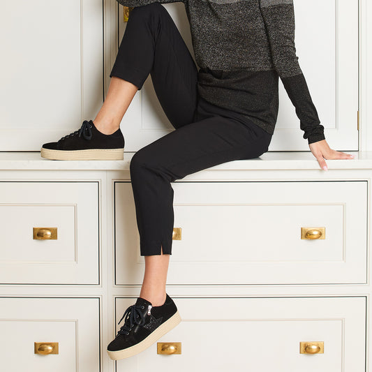 Hampton Star: Black Suede & Glitter Shoes Sole Bliss