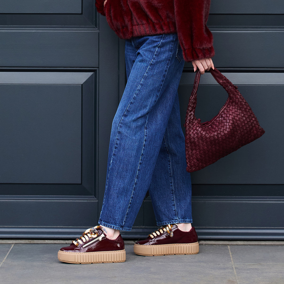 Track-Fur: Bordeau Patent Leather Shoes Sole Bliss