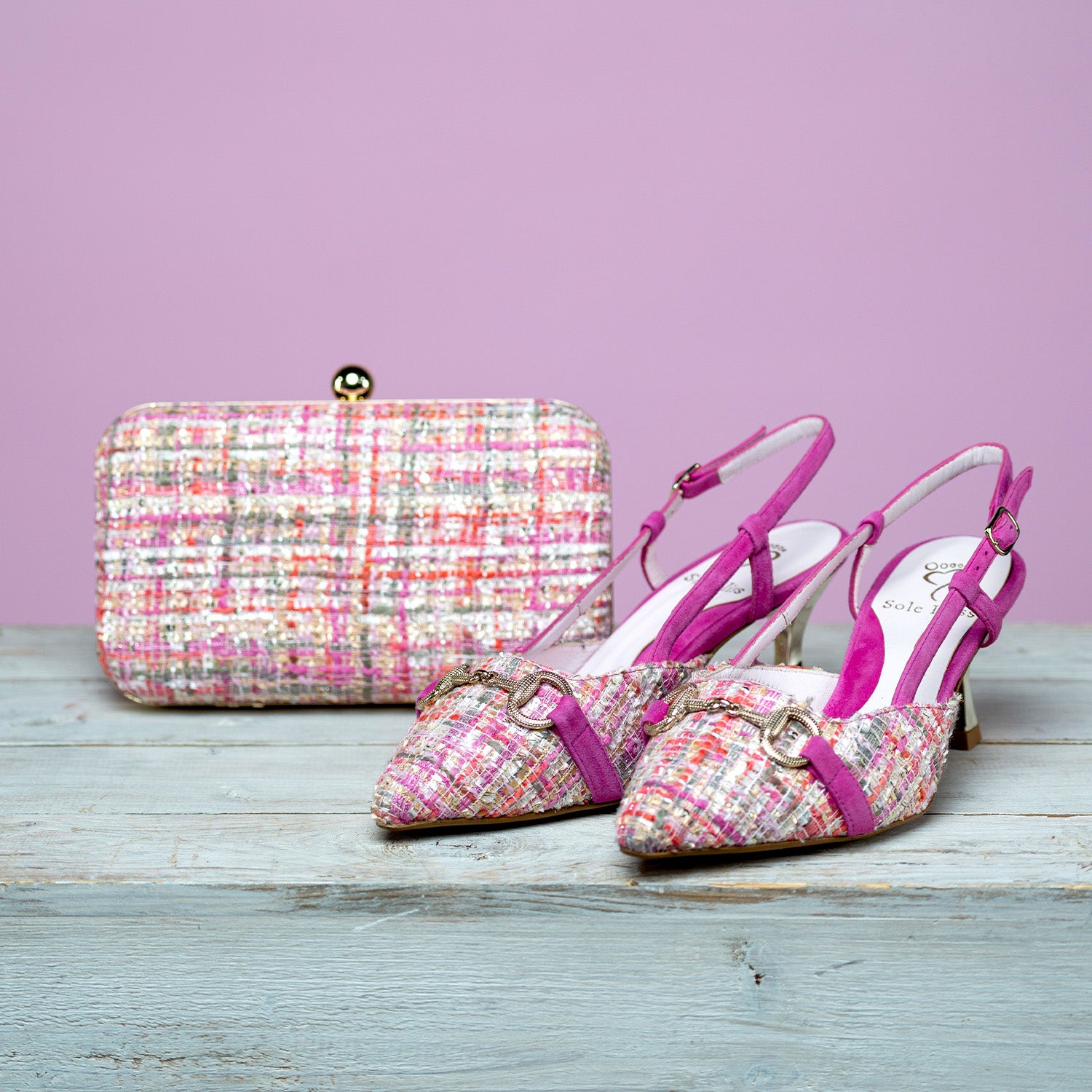 Addison: Pink Tweed & Suede – Occasion Shoes For Bunions | Sole Bliss