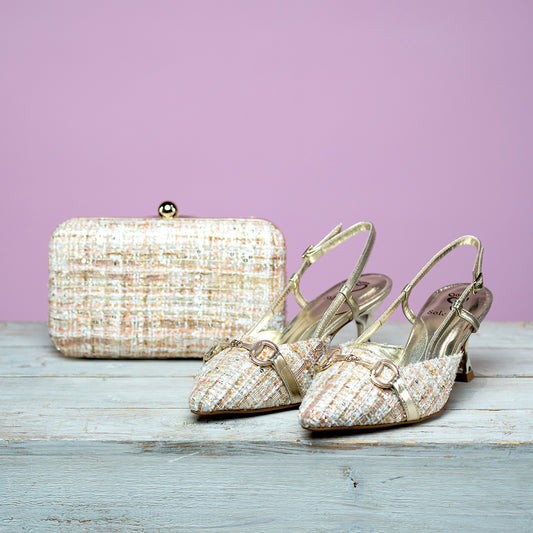 Addison: Metallic Tweed & Leather Shoes Sole Bliss