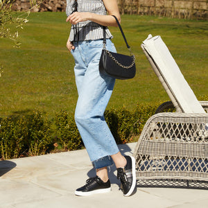 Sprint: Black Leather & Metallic Shoes Sole Bliss