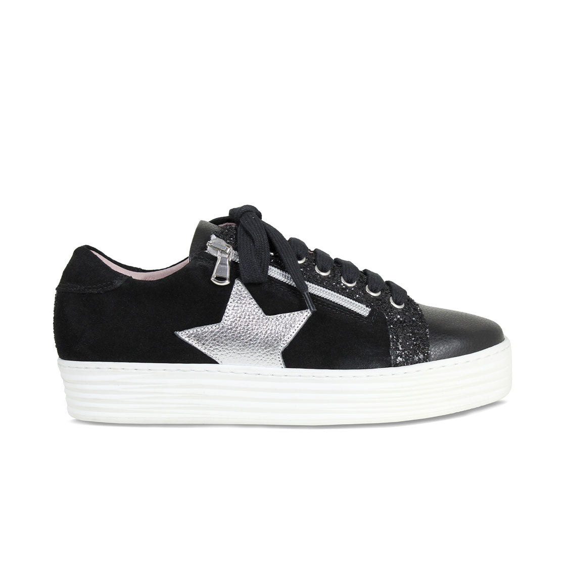 Star: Black Leather & Suede Shoes Sole Bliss