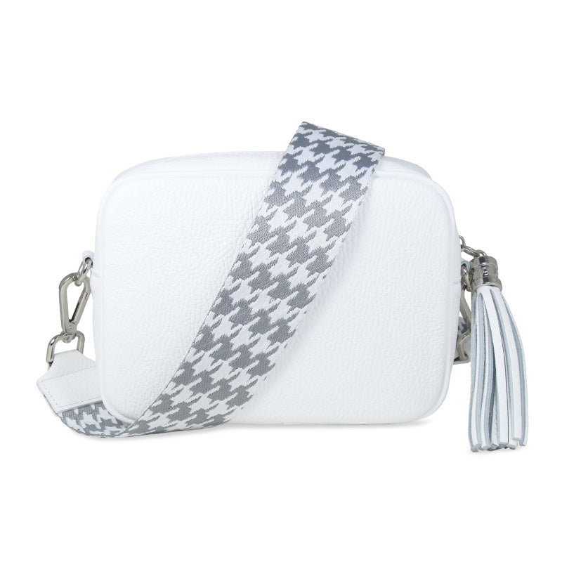 Coco: White Leather & Silver – Leather Crossbody Bag | Sole Bliss