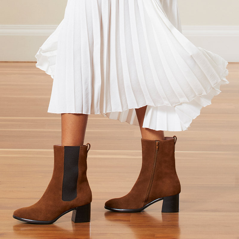 Fern: Tan Suede Boots Sole Bliss