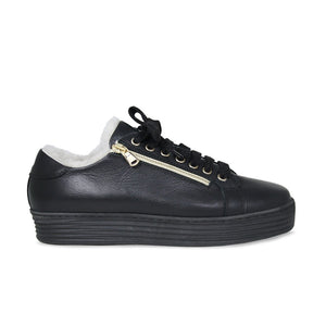 Halo: Black Leather & Shearling Shoes Sole Bliss