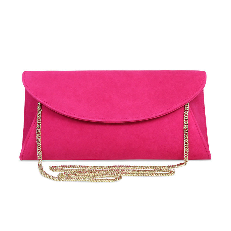 Fuchsia suede clutch bag Clearance