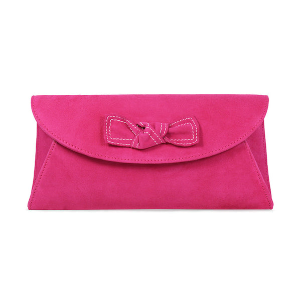 Jenna Kat Fuchsia Suede Envelope Clutch Bag Sole Bliss