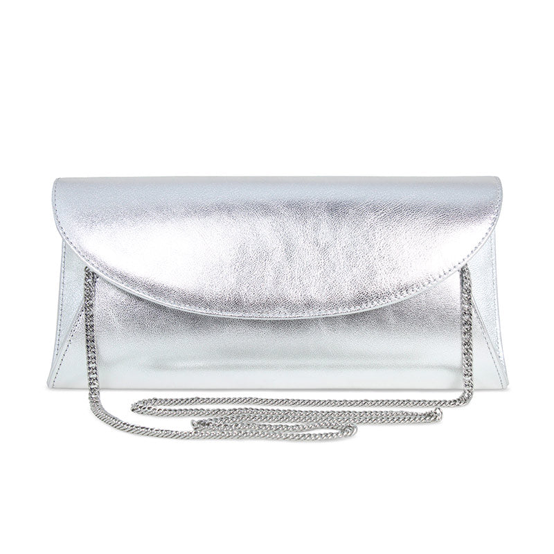 Jenna: Silver Leather – Envelope Clutch Bag | Sole Bliss