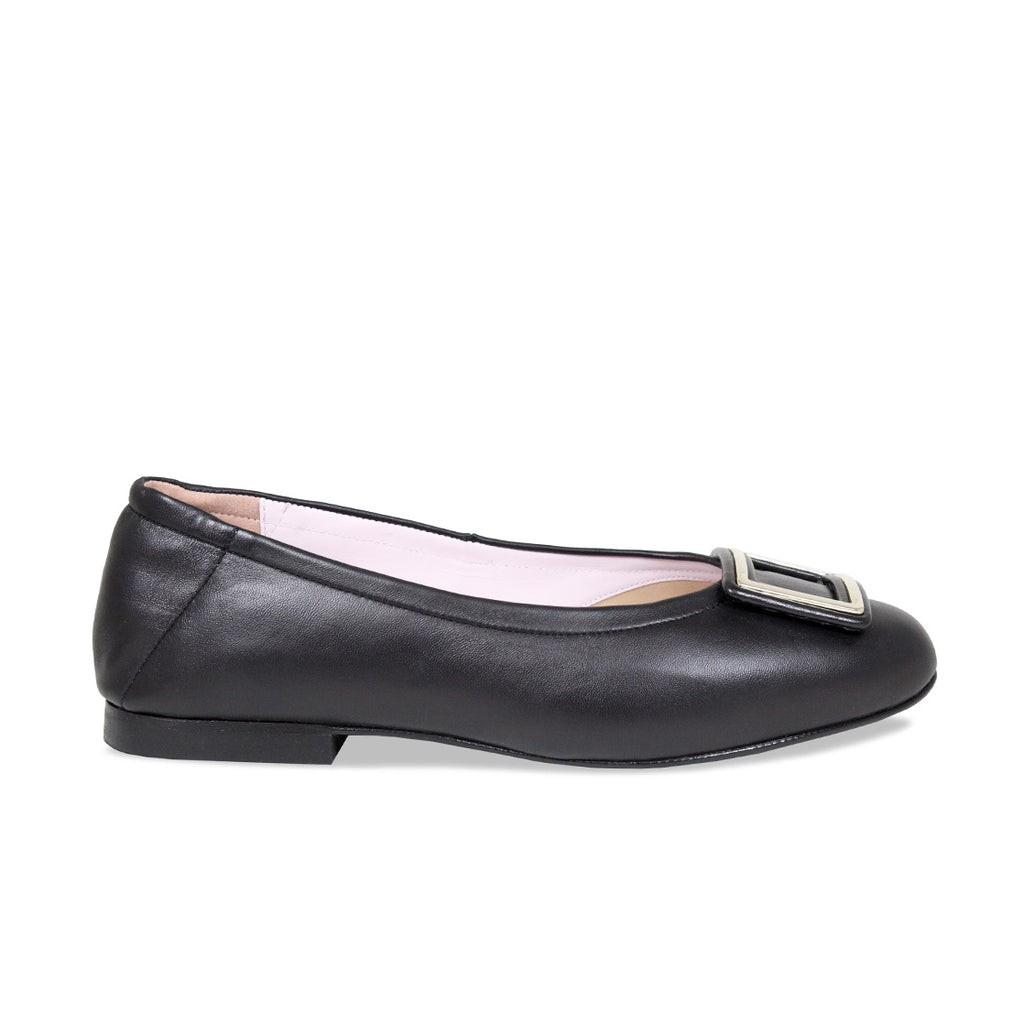 Lizzie: Black Leather – Black Ballet Flats for Bunions | Sole Bliss