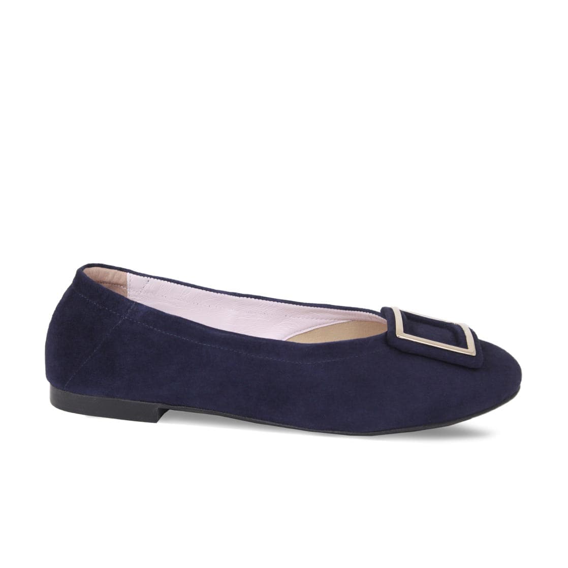 Navy Suede Ballet Flat with Buckle