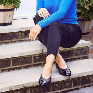 Luna: Black Leather & Patent Shoes Sole Bliss