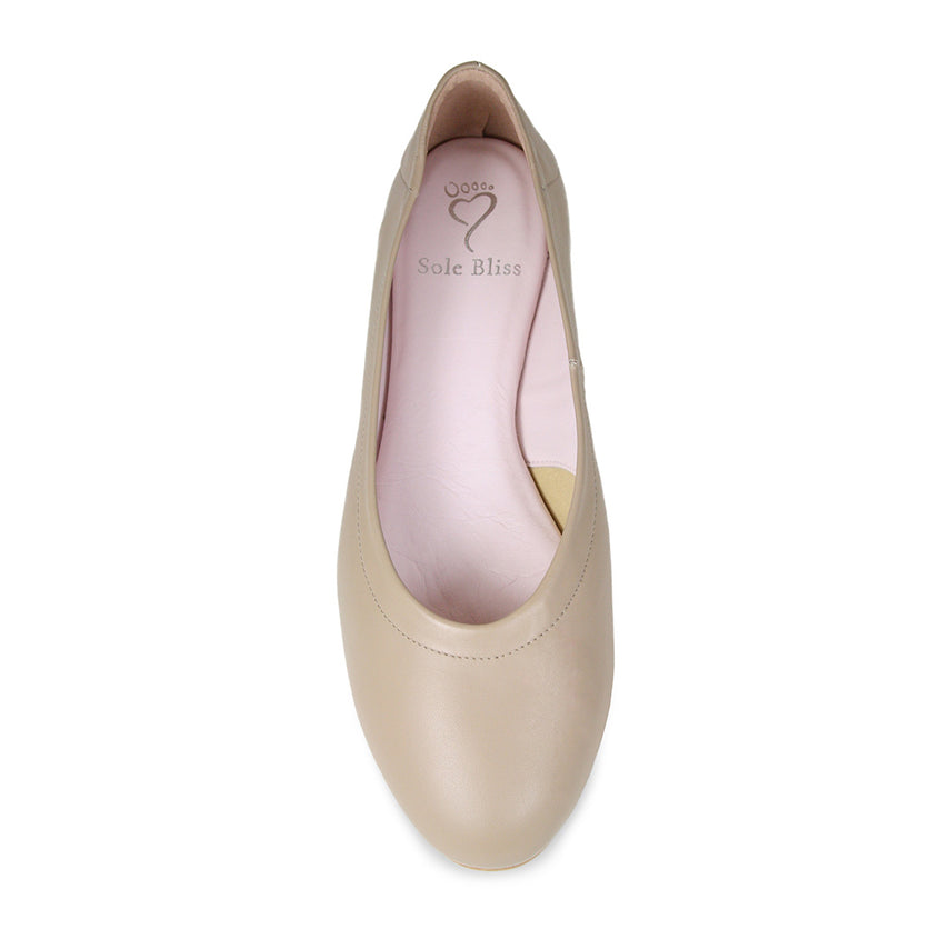Luna: Soft Taupe Leather Shoes Sole Bliss
