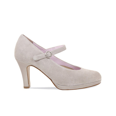 Madison: Pale Taupe Suede & Patent