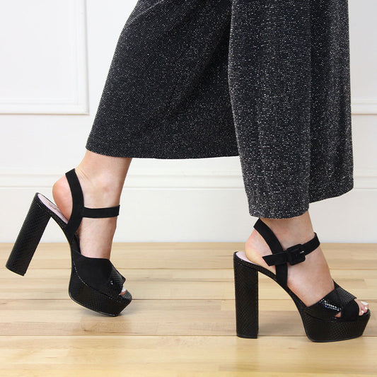 Remy: Black Suede & Snake Shoes Sole Bliss