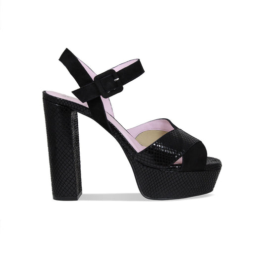 Remy: Black Suede & Snake Shoes Sole Bliss