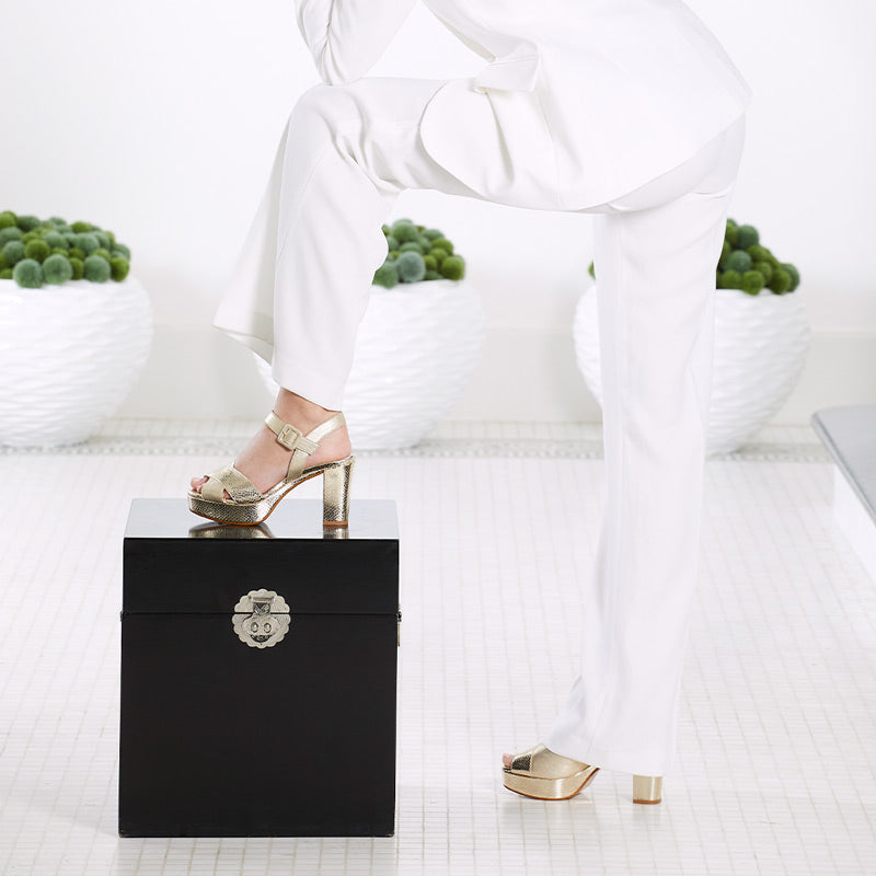 Ruby: Pale Gold Suede & Snake Shoes Sole Bliss