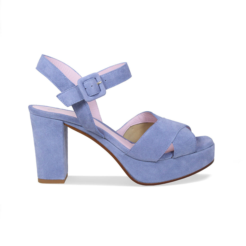 Ruby: Sky Blue Suede - Wide Platform Heels for Bunions | Sole Bliss