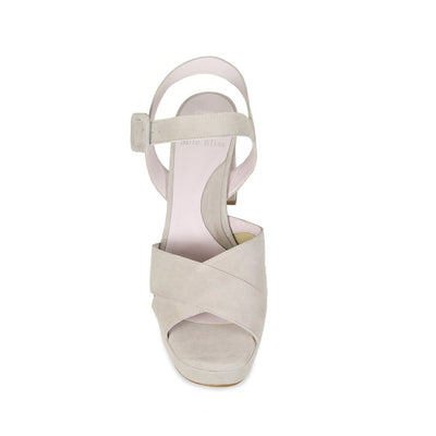 Ruby: Pale Taupe Suede - Comfy Platform Heels for Bunions | Sole Bliss